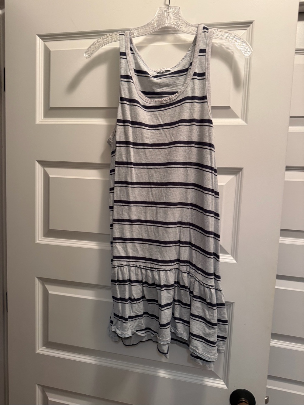 Sleeveless White & Navy Striped Casual Women’s Tank